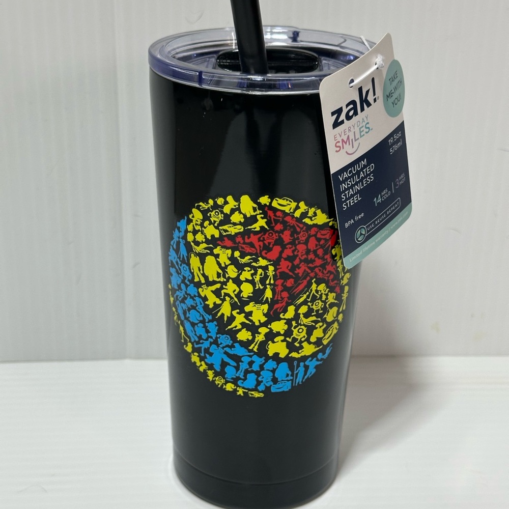 Zak! Disney 100 hundred years of wonder Black Tumbler with Colorful Design